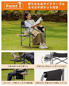 Amazon.co.jp: KingCamp ディレクターチェア 折りたたみ